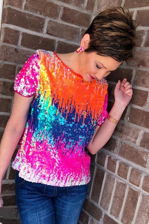 Loretta Multicolor Sequined Tee